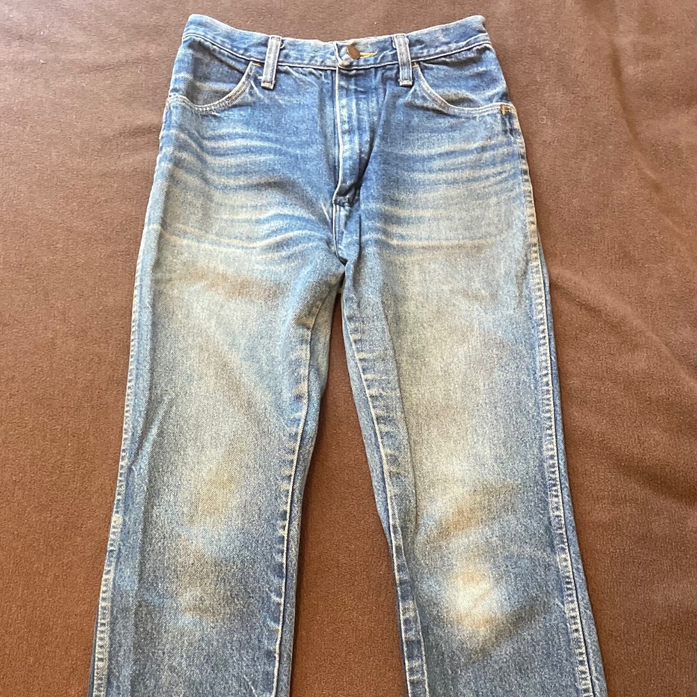 Vintage high-rise Rustlers jeans, 100% cotton denim, made in USA